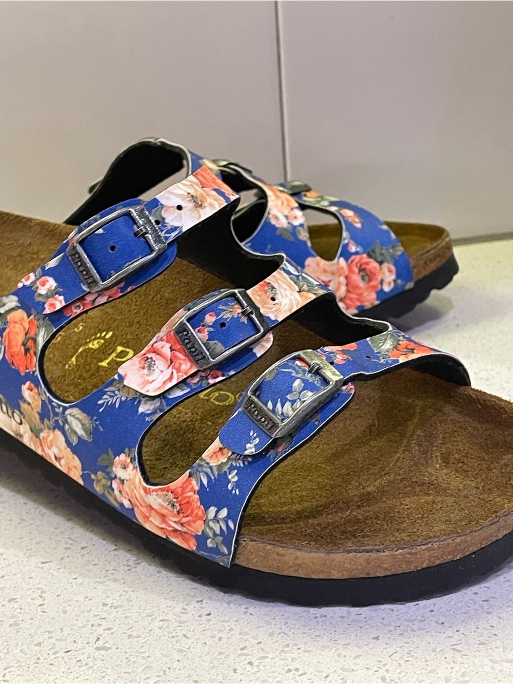 Birkenstock Papillio suede strap sandal/womens size 7/ blue rose/Exc Cond